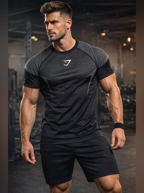 Gymshark Onyx 5.0 Seamless T-Shirt Black/Light Grey - Size MEDIUM NEW
